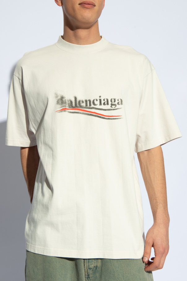 25AW BALENCIAGA I SCHOLL コットン Tシャツ ロゴ 半袖 Men's Balenciaga I Scholl Oversized T-shirt in Black Faded